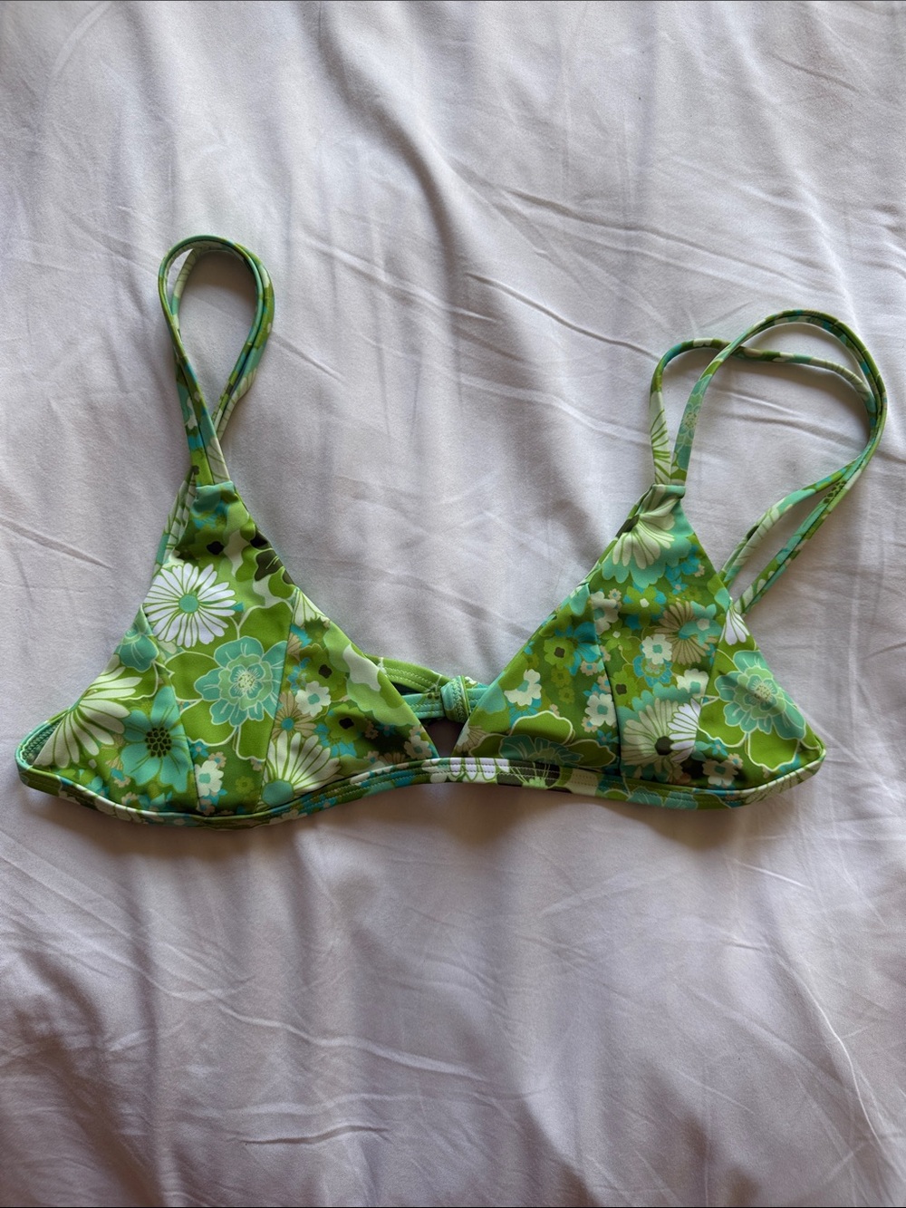 Green Floral Triangle Bralette